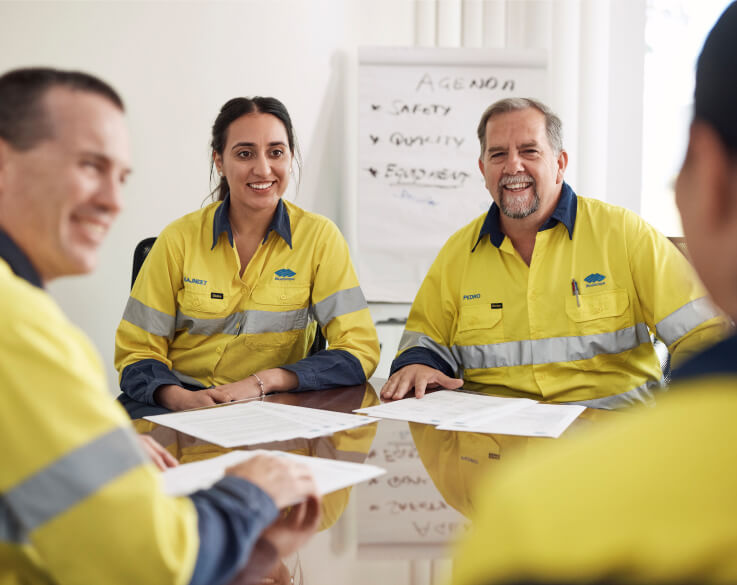 Four BlueScope employees sat in discussion