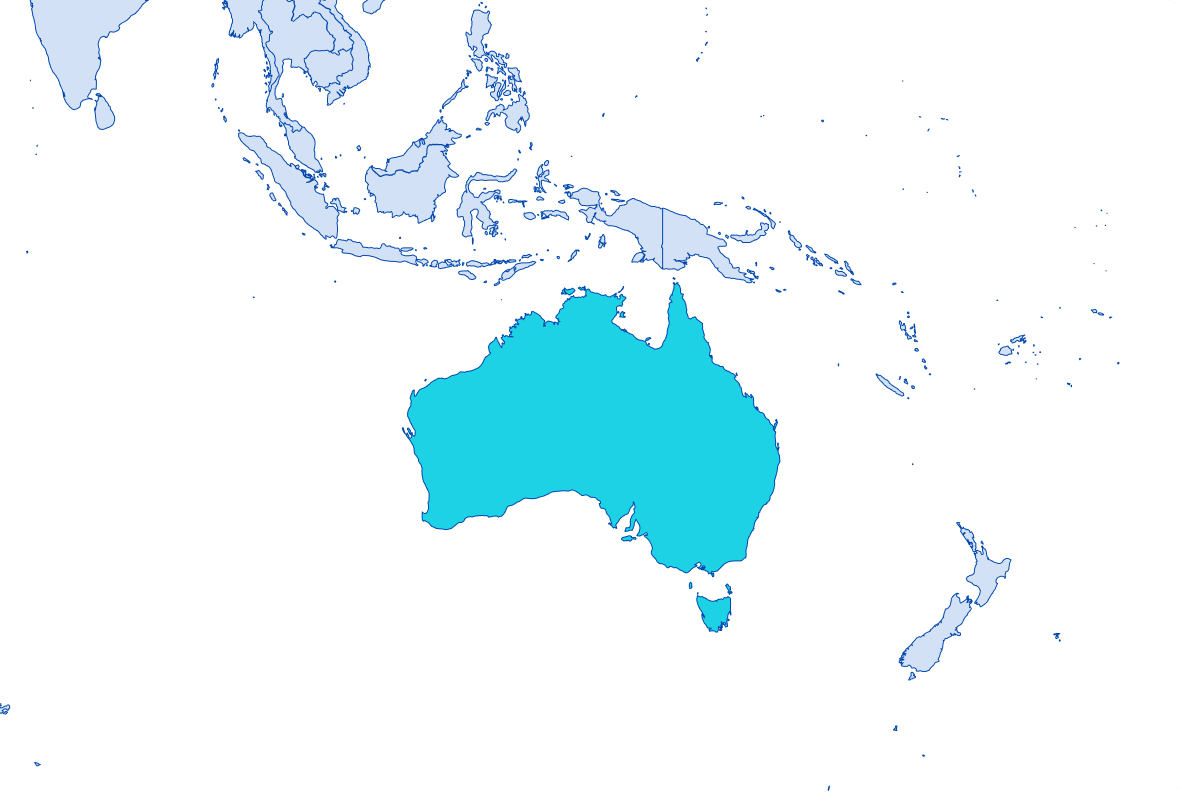 Map outlining Australia