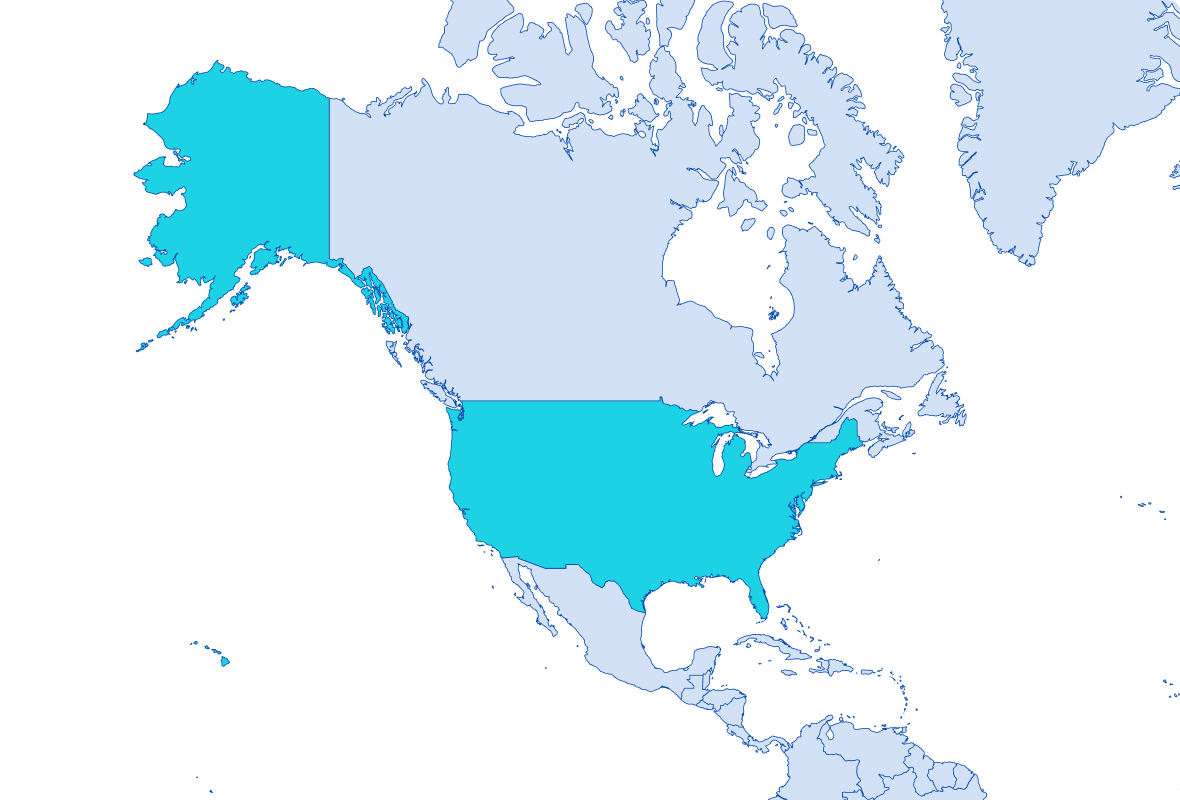 Map outlining The United States